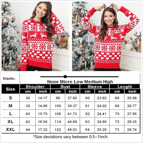 KOJOOIN Ugly Christmas Sweater for Women Funny Xmas Sweatshirt Reindeer Snowflake Snowman Sweaters Funny Holiday Sweaters in Saudi Arabia