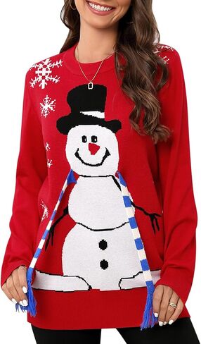KOJOOIN Ugly Christmas Sweater for Women Funny Xmas Sweatshirt Reindeer Snowflake Snowman Sweaters Funny Holiday Sweaters in Saudi Arabia