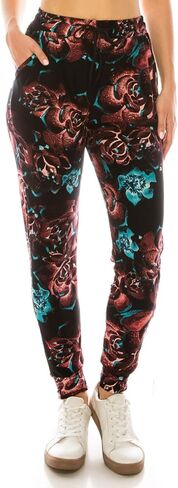 Leggings Depot Women's Popular Print High Waist Premium Jogger Track Pants(S-3X) BAT1 in Kuwait