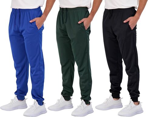 Real Essentials 3 Pack: Boy's Active Athletic Casual Jogger Sweatpants with Pockets in Saudi Arabia