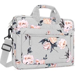 MOSISO Laptop Shoulder Bag Compatible with MacBook Air/Pro, 13-13.3 inch Notebook, Compatible with MacBook Pro 14 inch M3 M2 M1 2023-2021, Camellia Sleeve with Adjustable Depth at Bottom, Black