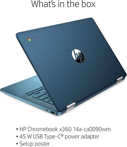 HP 14 Laptop, 14-inch X360 Chromebook Convertible 2-in-1 Touch Screen HD Laptop, Intel Celeron N4020 Processor, 4GB DDR4, 64GB eMMC, 802.11ac, Bluetooth, HDMI, Chrome OS, W/ Valinor Accessories in Saudi Arabia