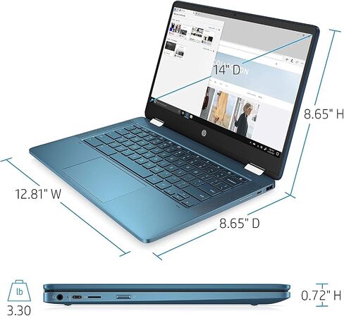 HP 14 Laptop, 14-inch X360 Chromebook Convertible 2-in-1 Touch Screen HD Laptop, Intel Celeron N4020 Processor, 4GB DDR4, 64GB eMMC, 802.11ac, Bluetooth, HDMI, Chrome OS, W/ Valinor Accessories in Saudi Arabia