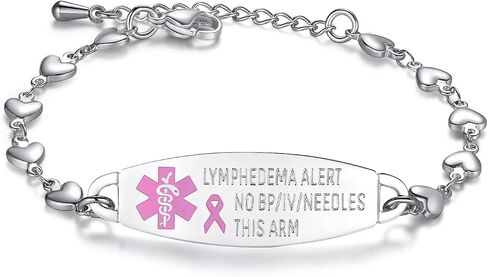 Lymphedema NO BP Medical Alert ID Stainless Heart Bracelet 3 Colors! in Kuwait