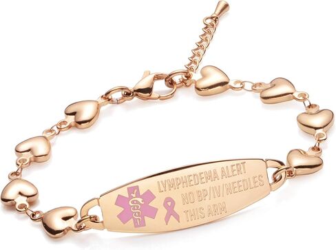 Lymphedema NO BP Medical Alert ID Stainless Heart Bracelet 3 Colors! in Kuwait