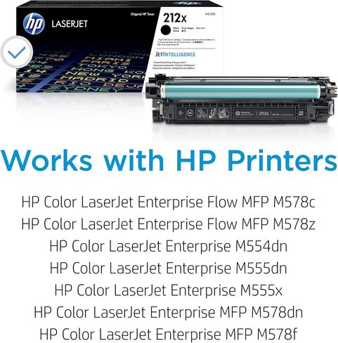 Original HP 212X Black High-yield Toner Cartridge | Works with HP Color LaserJet Enterprise M554, M555 Series, HP Color LaserJet Enterprise MFP M578 Series | W2120X in Saudi Arabia