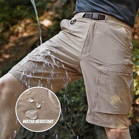 FREE SOLDIER Men's Cargo Hiking Shorts with Belt Lightweight Quick Dry Tactical Shorts with Pockets for Casual Work Golf in Kuwait