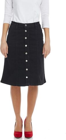 ESTEEZ Womens Denim A Line Skirt Button Down Stretch Jean Chelsea in Kuwait