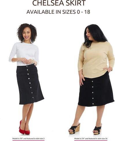 ESTEEZ Womens Denim A Line Skirt Button Down Stretch Jean Chelsea in Kuwait