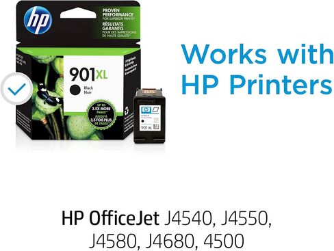 خرطوشة حبر اتش بي 901XL سوداء عالية الإنتاجية | تعمل مع HP OfficeJet J4500, J4680, 4500 Series | CC654AN in Saudi Arabia