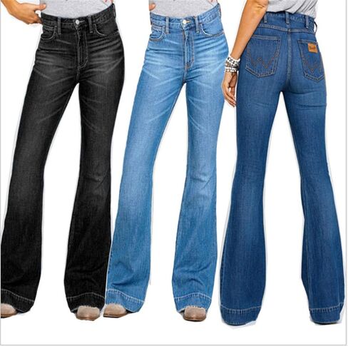 Andongnywell Women's Juniors Bell Bottom Jeans Mid Waist Stretch Fitted Bell Bottom Denim Pants Trousers in Saudi Arabia