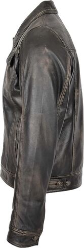 Mens Real Leather Trucker Jacket Lee Rider Style Terry in Kuwait