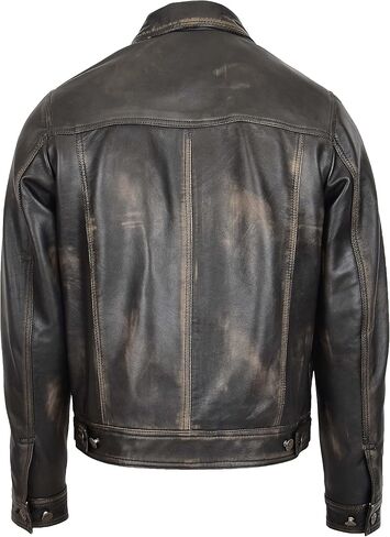 Mens Real Leather Trucker Jacket Lee Rider Style Terry in Kuwait