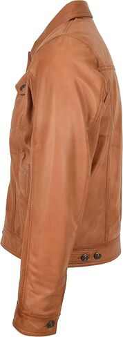 Mens Real Leather Trucker Jacket Lee Rider Style Terry in Kuwait