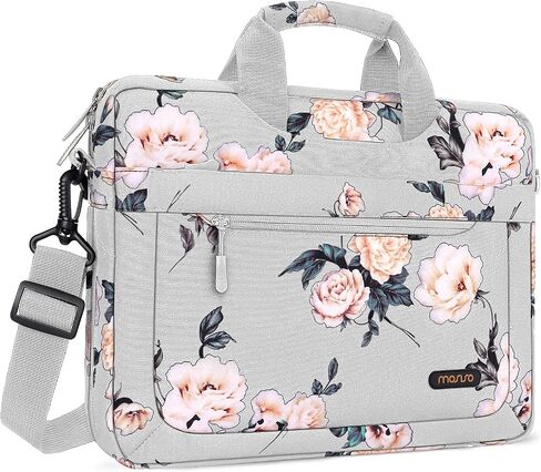MOSISO Laptop Shoulder Bag Compatible with MacBook Air/Pro, 13-13.3 inch Notebook, Compatible with MacBook Pro 14 inch M3 M2 M1 2023-2021, Camellia Sleeve with Adjustable Depth at Bottom, Black in Saudi Arabia