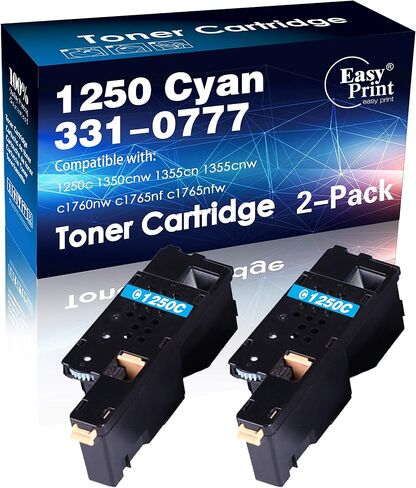 EASYPRINT Compatible (2- Pack Cyan) Dell 1250 Toner Cartridge Replacement for 331-0777 Work for Dell 1250C 1350CNW 1355CN 1355CNW C1760NW C1765NF C1765NFW in Saudi Arabia
