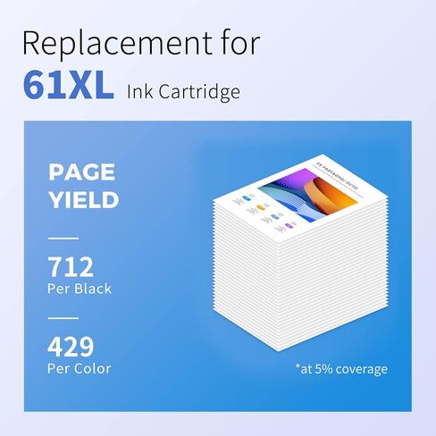 خرطوشة حبر معاد تصنيعها من myCartridge SUPRINT لجهاز HP 61XL 61 XL تستخدم مع OfficeJet 4630 2620 Envy 5530 4500 DeskJet 2540 3510 2050 1010 3050 3050A 3000 (2 حزمة) in Kuwait