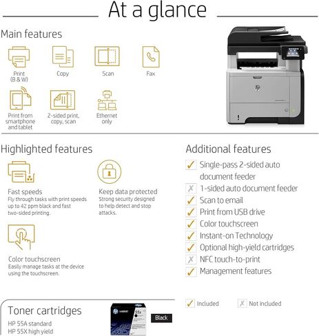 HP Laserjet Pro M521dn All-in-One Monochrome Laser Duplex Printer, Amazon Dash Replenishment Ready (A8P79A) in Saudi Arabia