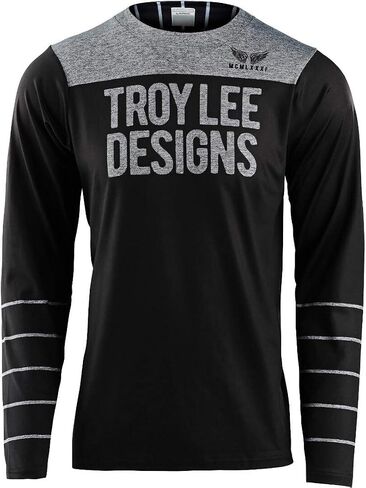 تي شيرت Troy Lee Designs New Mens Skyline LS Chill Jersey Pinstripe أسود/رمادي مقاس L in Saudi Arabia