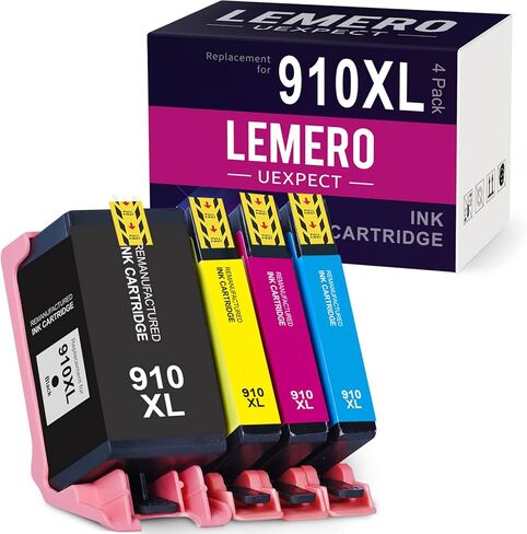 استبدال خرطوشة الحبر المعاد تصنيعها من LemeroUexpect لحزمة HP 910XL Combo Pack 910 XL لـ OfficeJet Pro 8022 8020 8025 8028 8035 8035e 8025e 8015 8031 ​​8024 8033 8034 طابعة أسود سماوي أرجواني أصفر in Kuwait
