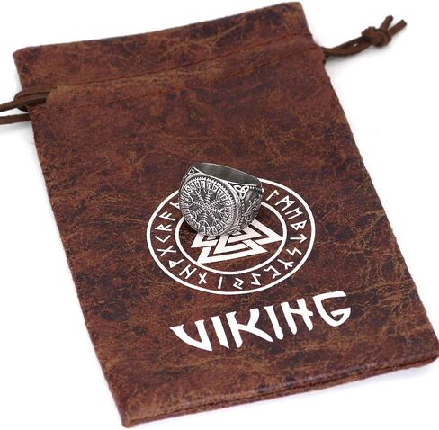 GuoShuang Nordic Viking mjolnir valknut Helm of Awe Rune تميمة حلقة غير قابلة للصدأ مع حقيبة هدايا Valknut Rune in Kuwait