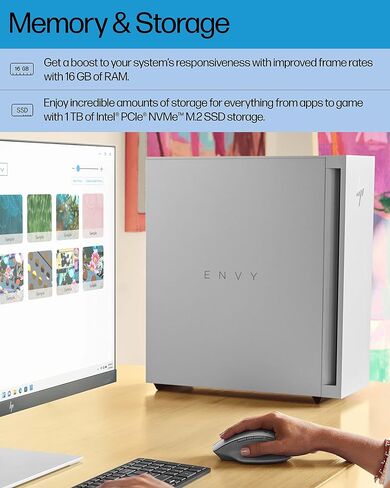 كمبيوتر HP Envy المكتبي، NVIDIA GeForce RTX 3070 Ti، الجيل الثاني عشر Intel Core i7-12700، 16 جيجابايت SDRAM، 1 تيرابايت SSD، Windows 11 Home، Wi-Fi 6 وBluetooth، 10 منافذ USB، برج الكمبيوتر المدمج مسبقًا (TE02- 0030، 2022) in Kuwait