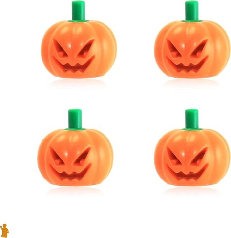 LEGO Halloween Pumpkin with Green Stem Jack O' Lantern Headgear Minifigure Accessory Pack of 4 in Saudi Arabia