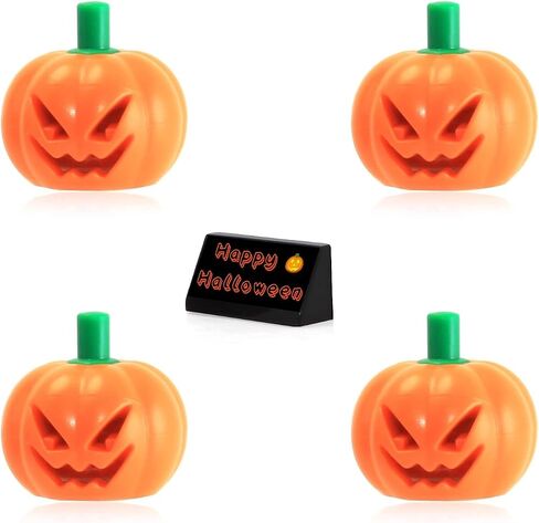 LEGO Halloween Pumpkin with Green Stem Jack O' Lantern Headgear Minifigure Accessory Pack of 4 in Saudi Arabia