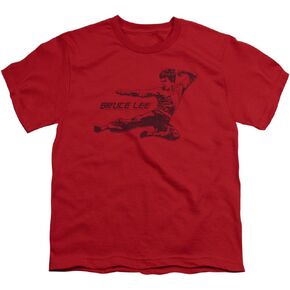 Trevco Bruce Lee-Line Kick - Short Sleeve Youth 18-1 Tee - Red, Medium in Kuwait