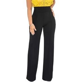 IyMoo Women Stretchy Wide Leg Pants Slacks Casual Back Zipper High Waisted Straight Dress Long Pants Work