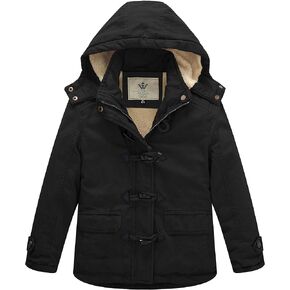 WenVen Girl's Winter Sherpa Jacket Thicken Cotton Parka Coat with Removable Hood