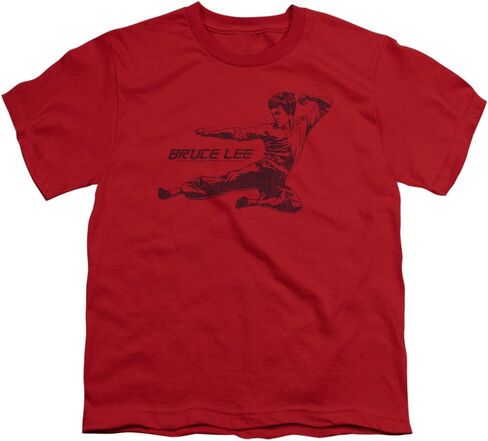 Trevco Bruce Lee-Line Kick - Short Sleeve Youth 18-1 Tee - Red, Medium in Kuwait