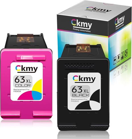 خرطوشة حبر 63XL معاد تصنيعها من CKMY لحزمة HP 63 Combo لـ Envy 4520 3634 OfficeJet 522 3830 5252 4650 5258 4655 4652 5255 DeskJet 3636 111 3630 1112 363630 363630 7 طابعة (1 لون أسود واحد) in Kuwait