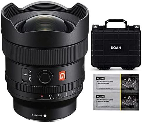 Sony FE 14 ملم f/1.8 GM إطار كامل عدسة برايم جي ماستر واسعة الزاوية مع حافظة صلبة من كوه ومجموعة مناديل العدسات المبللة (3 منتجات) in Saudi Arabia