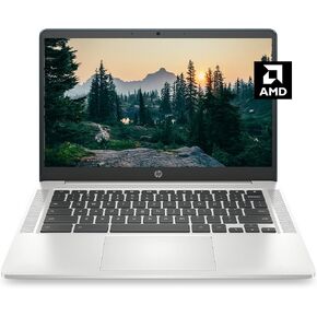 HP Chromebook 14a Laptop, AMD 3015Ce Processor, 4 GB RAM, 32 GB eMMC Storage, 14-inch FHD IPS Display, Google Chrome OS, Anti-glare Screen, Long-Battery Life (14a-nd0080nr, 2021, Ceramic White) in Saudi Arabia