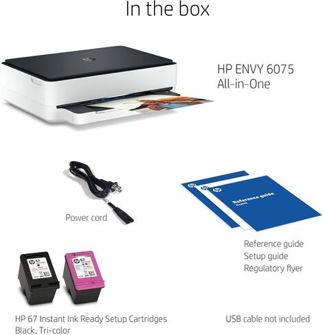 HP ENVY 6075 Wireless All-in-One Printer, Includes 2 Years of Ink Delivered, Mobile Print, Scan & Copy (8QQ97A) in Saudi Arabia