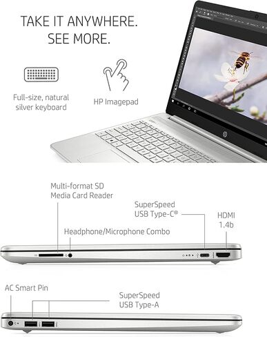 HP 15.6" Touchscreen Laptop, 11th Generation Intel Core i5-1135G7 (4-Core, up to 4.2 GHz, Beat i7-10710U), 16GB DDR4 RAM, 512GB PCle SSD, WiFi, Bluetooth, Webcam, Windows 11 with JAWFOAL in Saudi Arabia