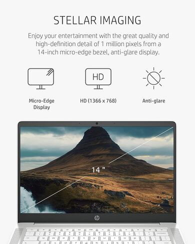 HP Chromebook 14a Laptop, AMD 3015Ce Processor, 4 GB RAM, 32 GB eMMC Storage, 14-inch FHD IPS Display, Google Chrome OS, Anti-glare Screen, Long-Battery Life (14a-nd0080nr, 2021, Ceramic White) in Saudi Arabia