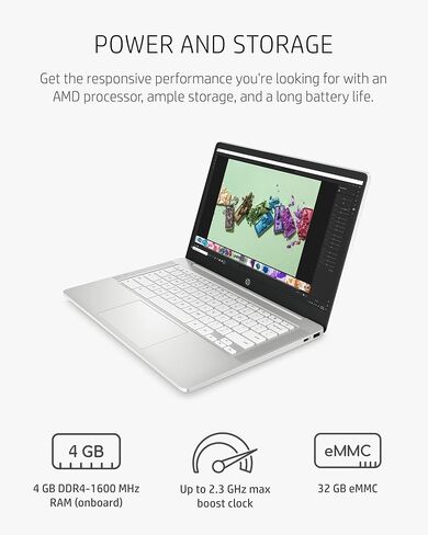 HP Chromebook 14a Laptop, AMD 3015Ce Processor, 4 GB RAM, 32 GB eMMC Storage, 14-inch FHD IPS Display, Google Chrome OS, Anti-glare Screen, Long-Battery Life (14a-nd0080nr, 2021, Ceramic White) in Saudi Arabia