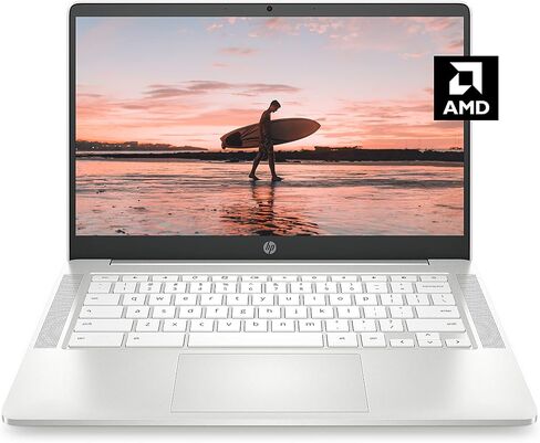 HP Chromebook 14a Laptop, AMD 3015Ce Processor, 4 GB RAM, 32 GB eMMC Storage, 14-inch FHD IPS Display, Google Chrome OS, Anti-glare Screen, Long-Battery Life (14a-nd0080nr, 2021, Ceramic White) in Saudi Arabia
