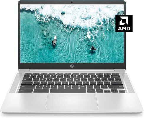HP Chromebook 14a Laptop, AMD 3015Ce Processor, 4 GB RAM, 32 GB eMMC Storage, 14-inch FHD IPS Display, Google Chrome OS, Anti-glare Screen, Long-Battery Life (14a-nd0080nr, 2021, Ceramic White) in Saudi Arabia