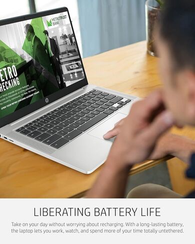 كمبيوتر محمول HP Chromebook 14a، معالج AMD 3015Ce، ذاكرة وصول عشوائي 4 جيجابايت، تخزين eMMC سعة 32 جيجابايت، شاشة Micro-Edge HD مقاس 14 بوصة، نظام تشغيل Google Chrome (14a-nd0010nr، 2021، فضي معدني) وماوس لاسلكي X3000 G2 (أسود) ) in Kuwait