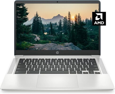كمبيوتر محمول HP Chromebook 14a، معالج AMD 3015Ce، ذاكرة وصول عشوائي 4 جيجابايت، تخزين eMMC سعة 32 جيجابايت، شاشة Micro-Edge HD مقاس 14 بوصة، نظام تشغيل Google Chrome (14a-nd0010nr، 2021، فضي معدني) وماوس لاسلكي X3000 G2 (أسود) ) in Kuwait