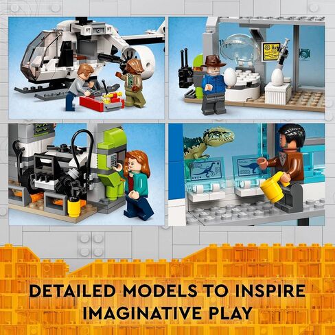 LEGO Jurassic World Giganotosaurus & Therizinosaurus Attack 76949 with 2 Dinosaur Toy Figures, ATV Car, Helicopter & Garage, Gifts for Kids, Boys and Girls in Saudi Arabia