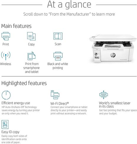 HP Laserjet Pro M28w Multi-Function Wireless Printer, Copy & Scan with Smart App, W2G55A (Renewed) in Saudi Arabia