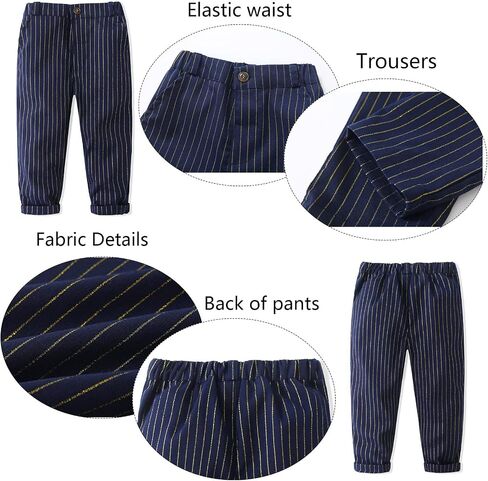 Pinstripe Plaid Suit Set for Boys Dresswear Fake Vest and Pant, Boys Gentleman Suit in Saudi Arabia