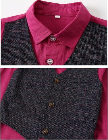 Pinstripe Plaid Suit Set for Boys Dresswear Fake Vest and Pant, Boys Gentleman Suit in Saudi Arabia