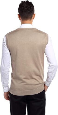 سترة رجالي من Yong Horse بمقاس نحيف ورقبة على شكل حرف V، سترة محبوكة من القطن بدون أكمام، بلوفر كاجوال للرجال in Kuwait