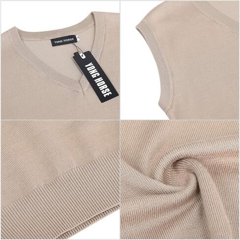 سترة رجالي من Yong Horse بمقاس نحيف ورقبة على شكل حرف V، سترة محبوكة من القطن بدون أكمام، بلوفر كاجوال للرجال in Kuwait