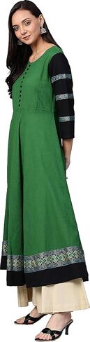 Yash Gallery Women's Cotton Slub Solid Anarkali Kurta in Kuwait